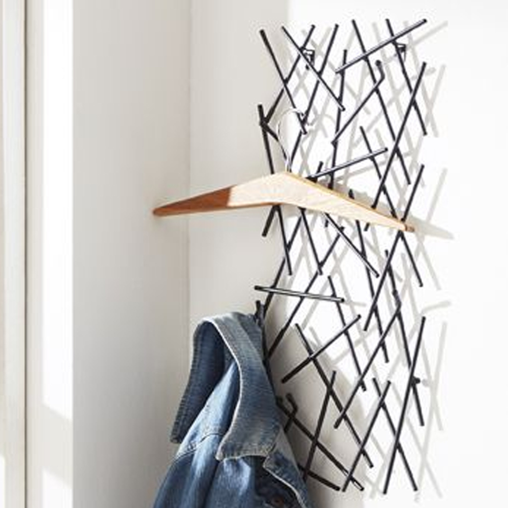 Corsicana Small Metal Wall Hung Coat Rack In Black