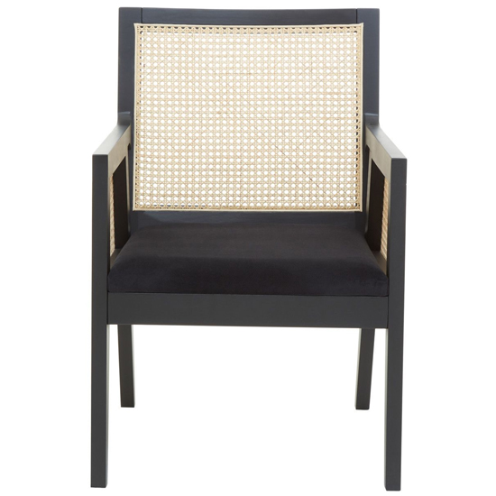 Corson Cane Rattan Wooden Accent Chair In Black