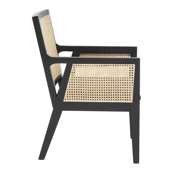 Corson Cane Rattan Wooden Accent Chair In Black