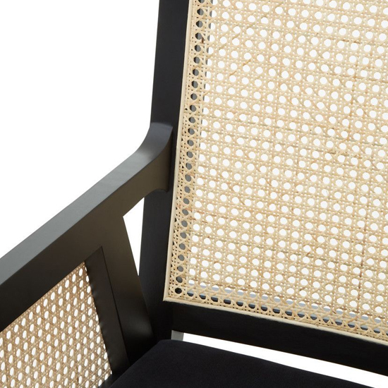 Corson Cane Rattan Wooden Accent Chair In Black