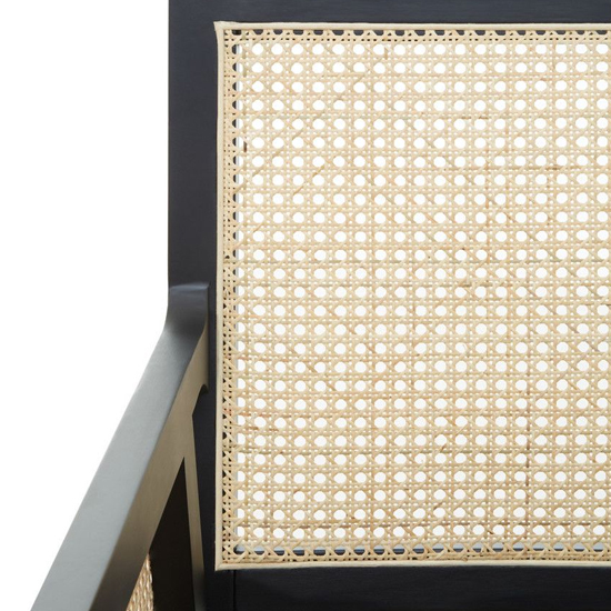 Corson Cane Rattan Wooden Accent Chair In Black
