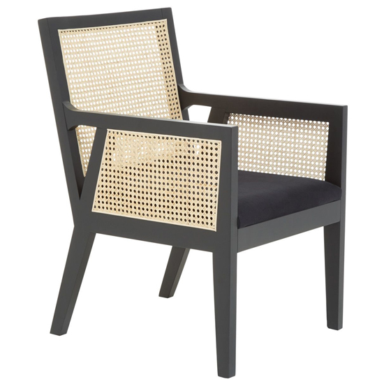Product photograph of Corson Cane Rattan Wooden Accent Chair In Black from Furniture in Fashion