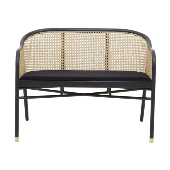 Corson Cane Rattan Wooden Hallway Seating Bench In Black