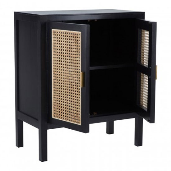 Corson Cane Rattan Wooden Sideboard With 2 Doors In Black_2