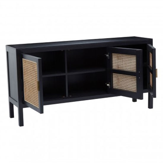 Corson Cane Rattan Wooden Sideboard With 3 Doors In Black_2
