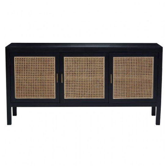 Corson Cane Rattan Wooden Sideboard In Black With 3 Doors Furniture