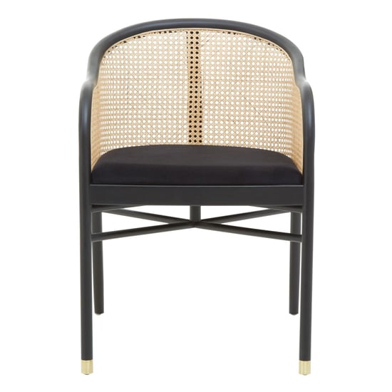 Photo of Corson wooden cane rattan bedroom chair in black