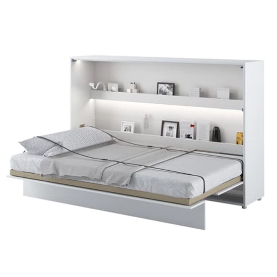 Cortez Double Bed Wall Horizontal In Matt White With LED