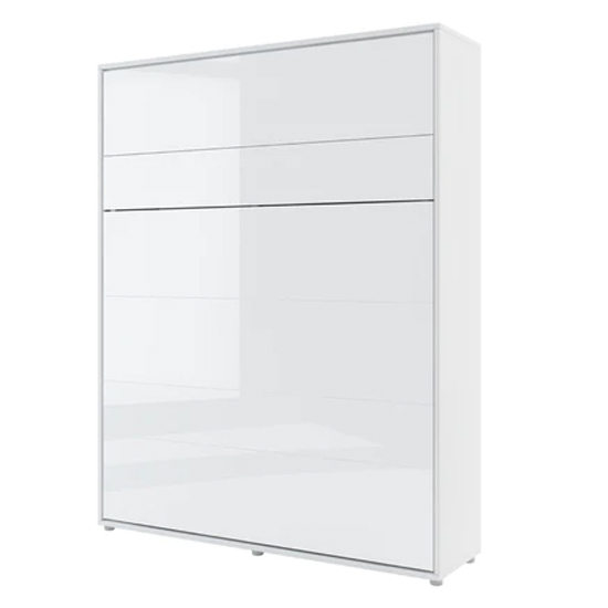 Cortez High Gloss King Size Bed Wall Vertical In White With LED