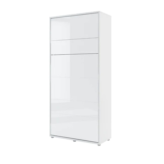 Cortez High Gloss Single Bed Wall Vertical In White With LED