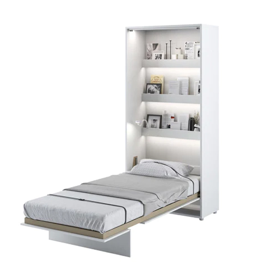 Product photograph of Cortez High Gloss Single Bed Wall Vertical In White With Led from Furniture in Fashion