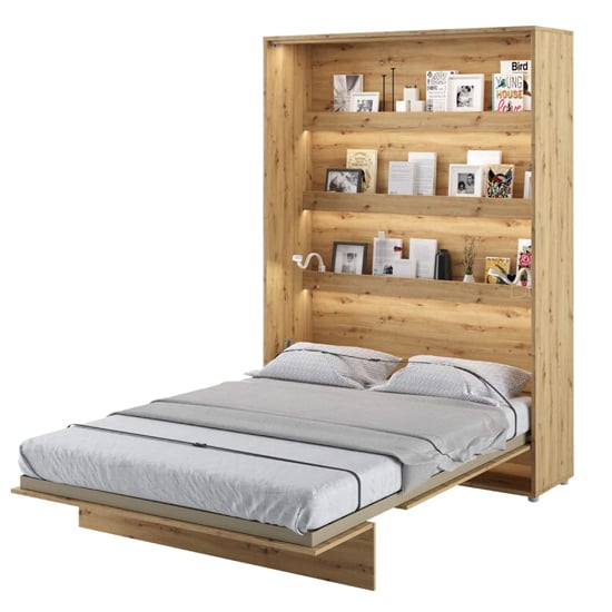 Product photograph of Cortez Wooden Double Bed Wall Vertical In Artisan Oak from Furniture in Fashion