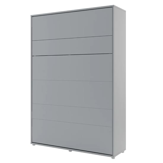 Cortez Wooden Double Bed Wall Vertical In Matt Grey With LED