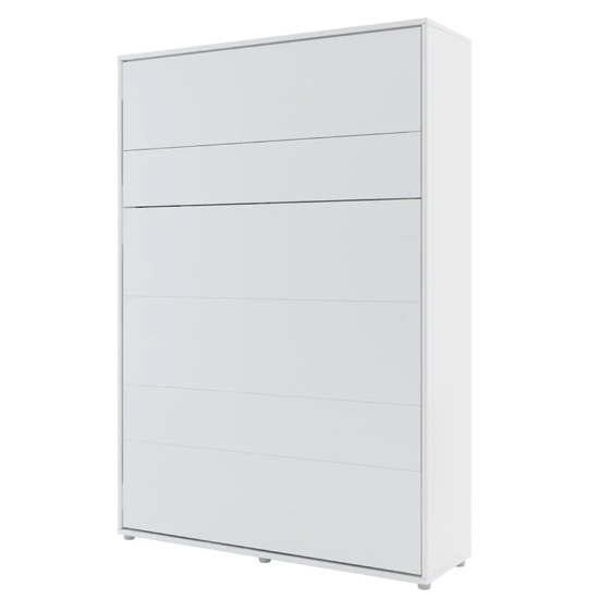 Cortez Wooden Double Bed Wall Vertical In Matt White With LED