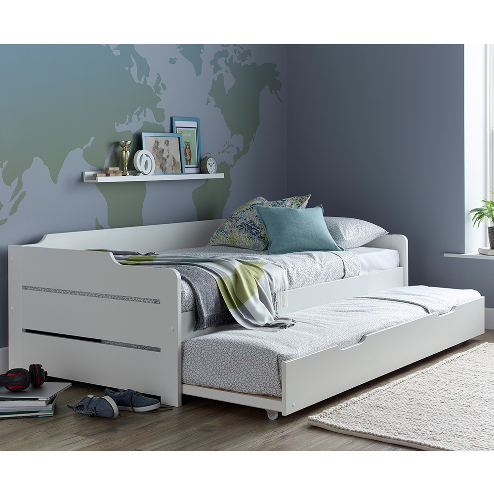 Cortez Wooden Guest Day Bed With Trundle In White