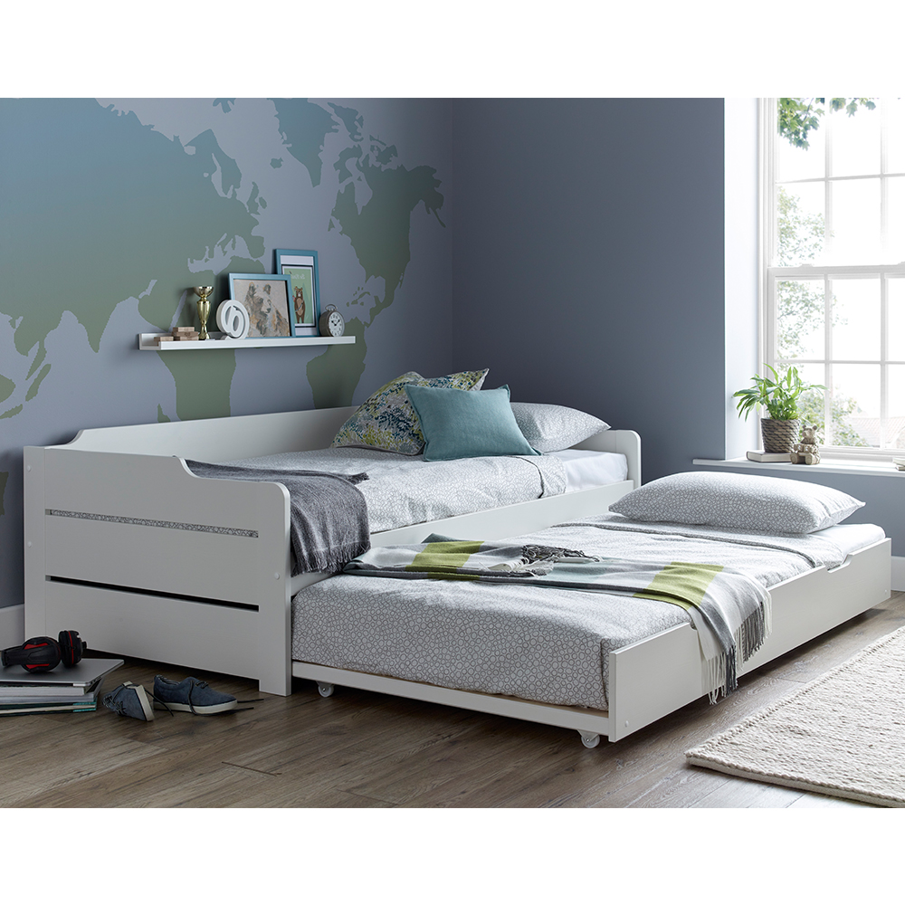Cortez Wooden Guest Day Bed With Trundle In White
