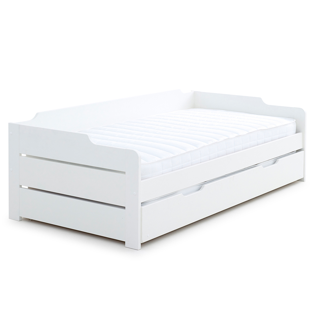Cortez Wooden Guest Day Bed With Trundle In White