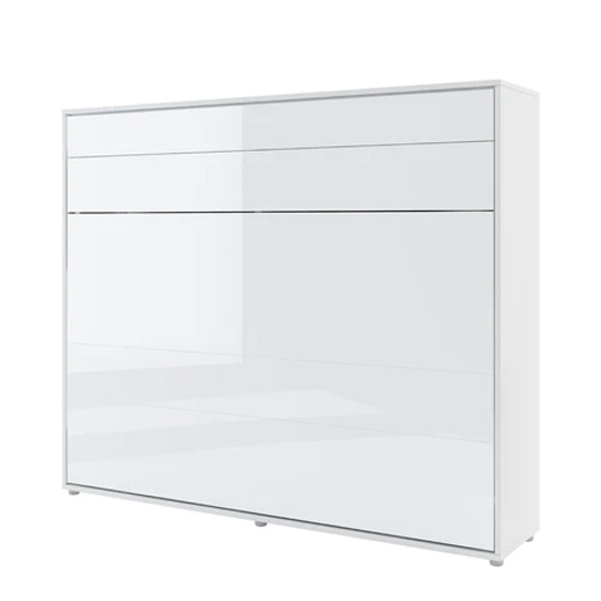 Cortez Wooden King Size Bed Wall Horizontal In White With LED