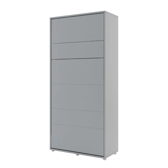 Cortez Wooden Single Bed Wall Vertical In Matt Grey With LED
