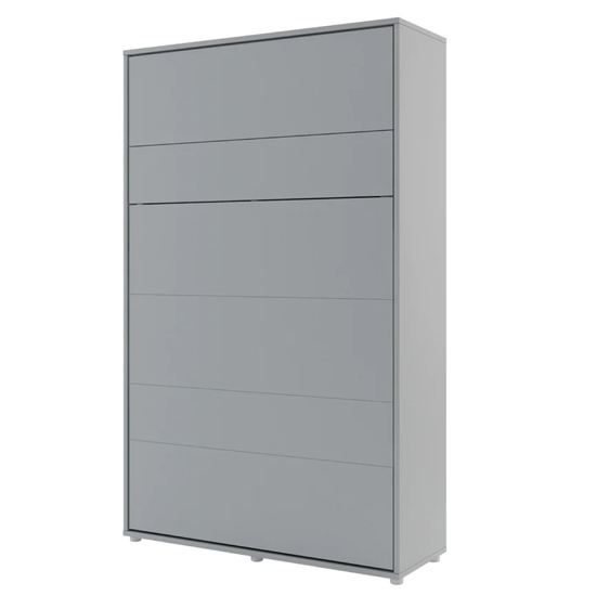Cortez Wooden Small Double Bed Wall Vertical In Matt Grey With LED