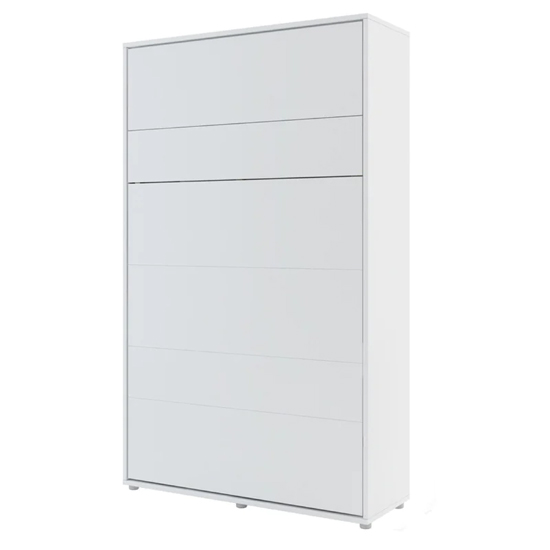 Cortez Wooden Single Bed Wall Vertical In Matt White With LED