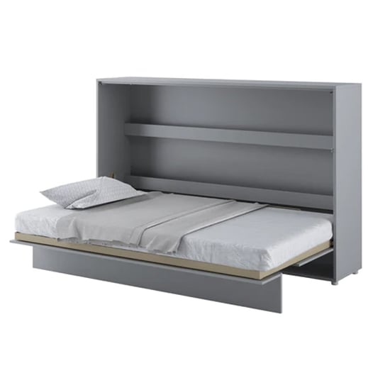 Cortez Small Double Bed Wall Horizontal In Matt Grey With LED