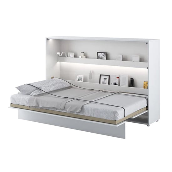 Product photograph of Cortez Small Double Bed Wall Horizontal In Matt White With Led from Furniture in Fashion