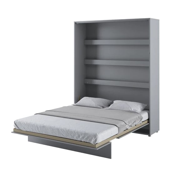 Read more about Cortez super king size bed wall vertical in matt grey with led