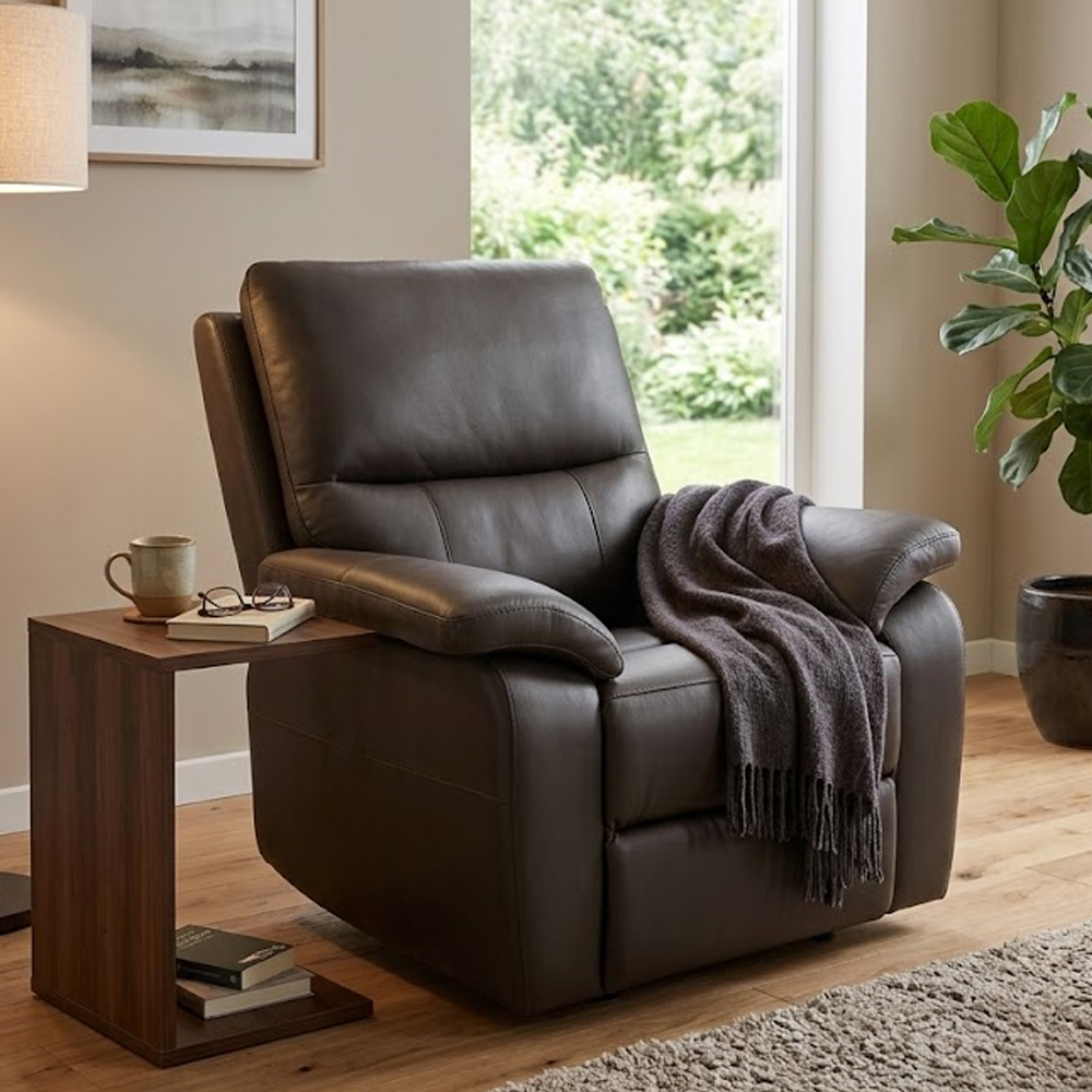 Cortina Leather Electric Recliner 1 Seater Sofa in Chocolate