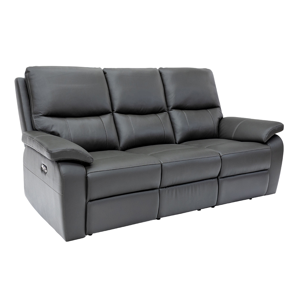 Cortina Leather Electric Recliner 3 Seater Sofa in Charcoal