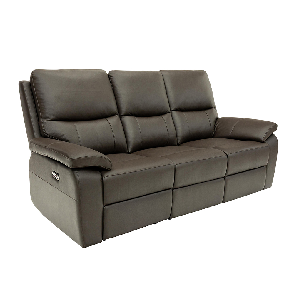 Cortina Leather Electric Recliner 3 Seater Sofa in Chocolate