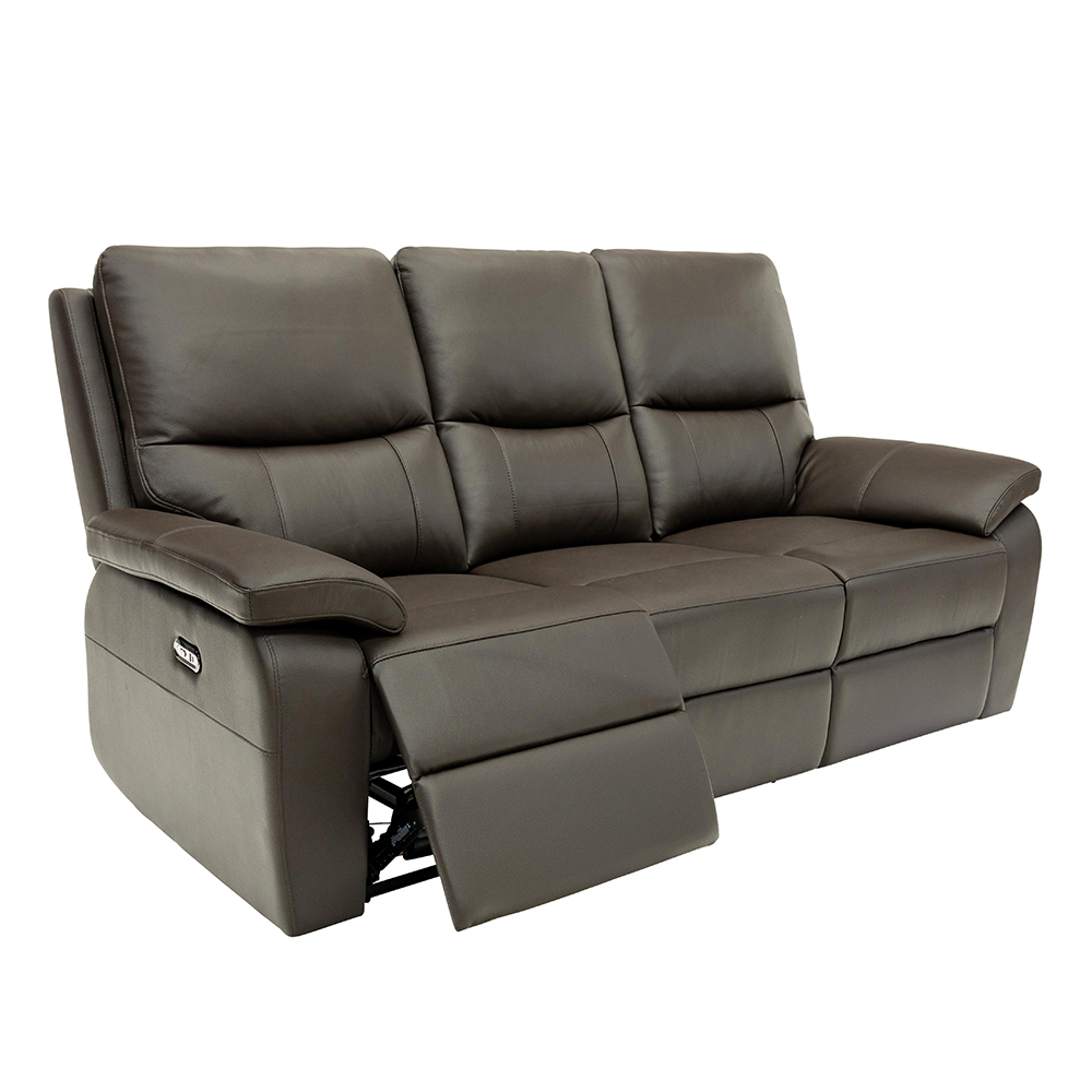 Cortina Leather Electric Recliner 3 Seater Sofa in Chocolate