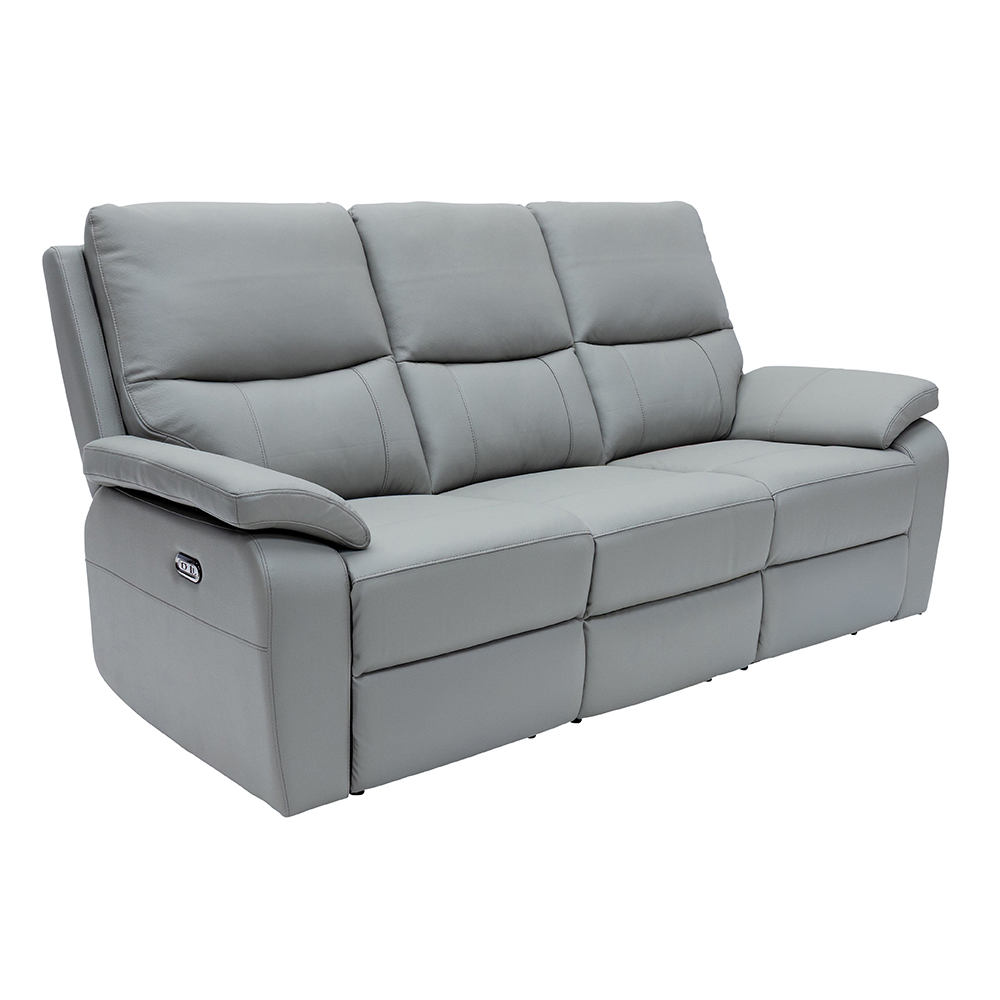 Cortina Leather Electric Recliner 3 Seater Sofa in Grey
