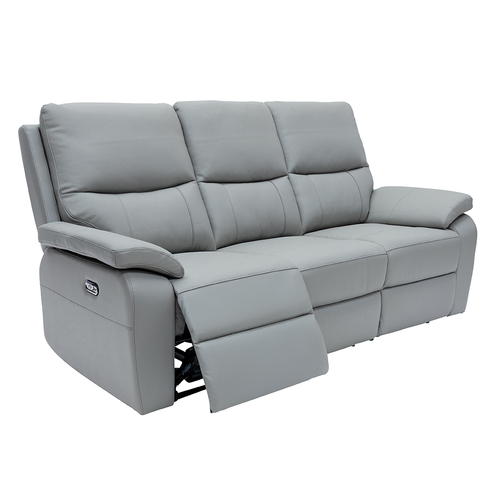 Cortina Leather Electric Recliner 3 Seater Sofa in Grey