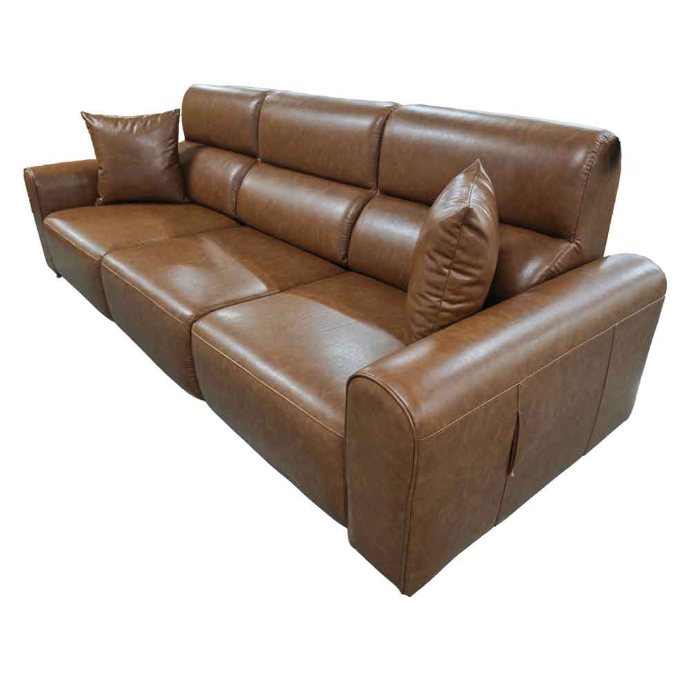 Cortland Leather 3 Seater Electric Sofa in Brown