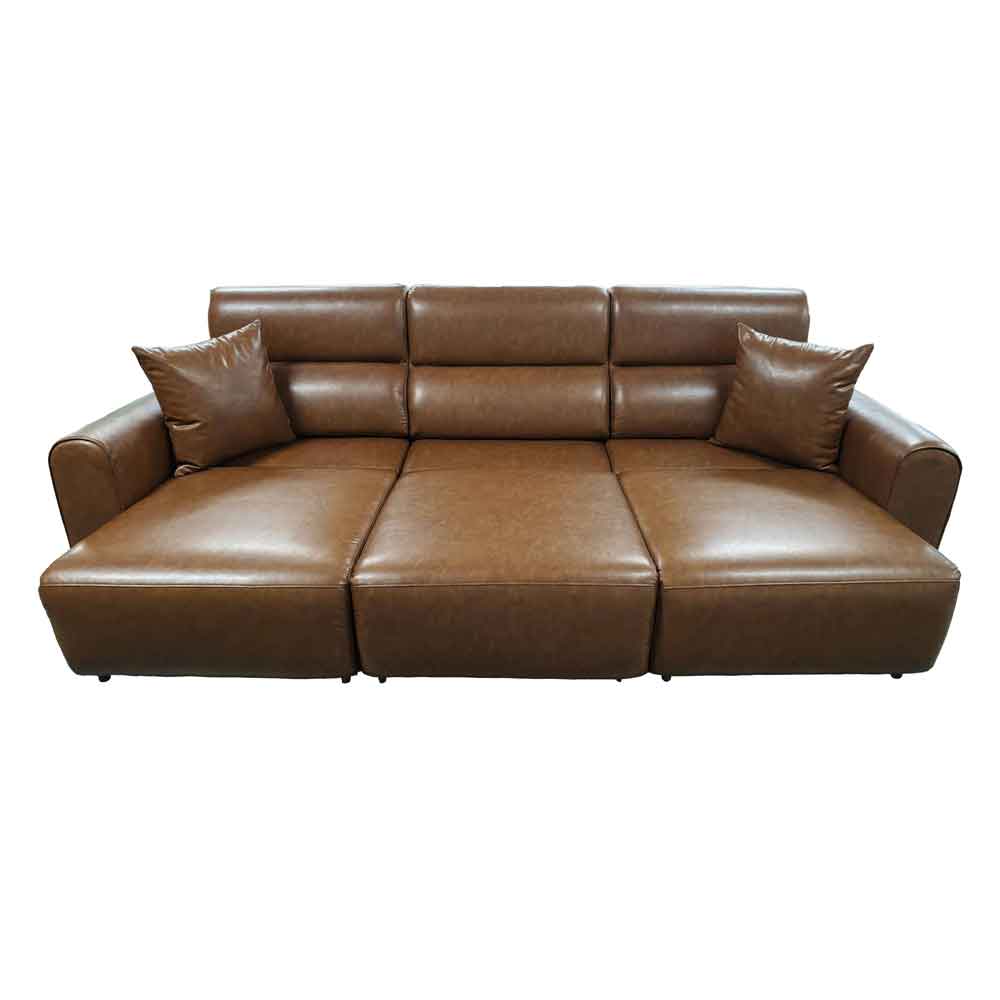 Cortland Leather 3 Seater Electric Sofa in Brown