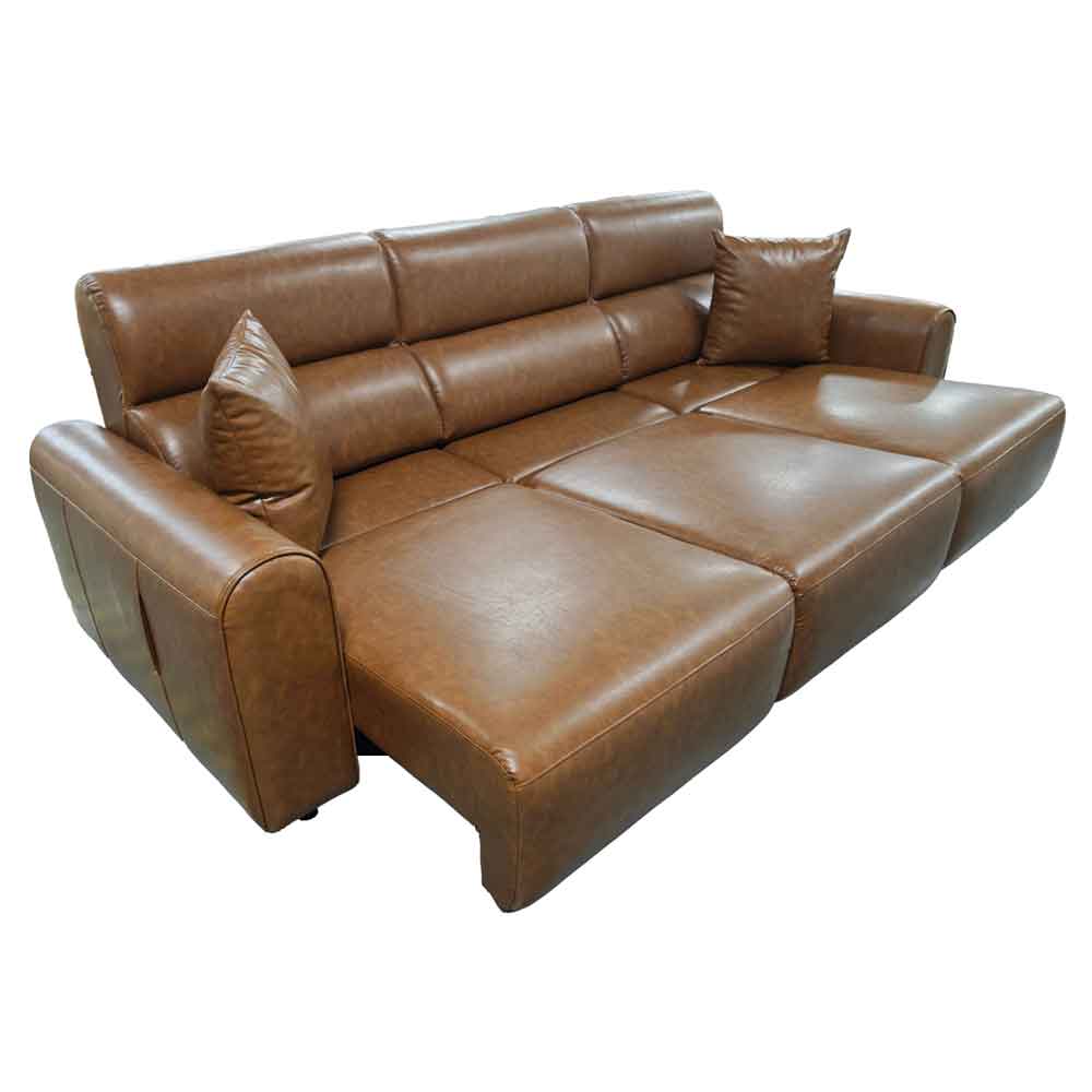 Cortland Leather 3 Seater Electric Sofa in Brown