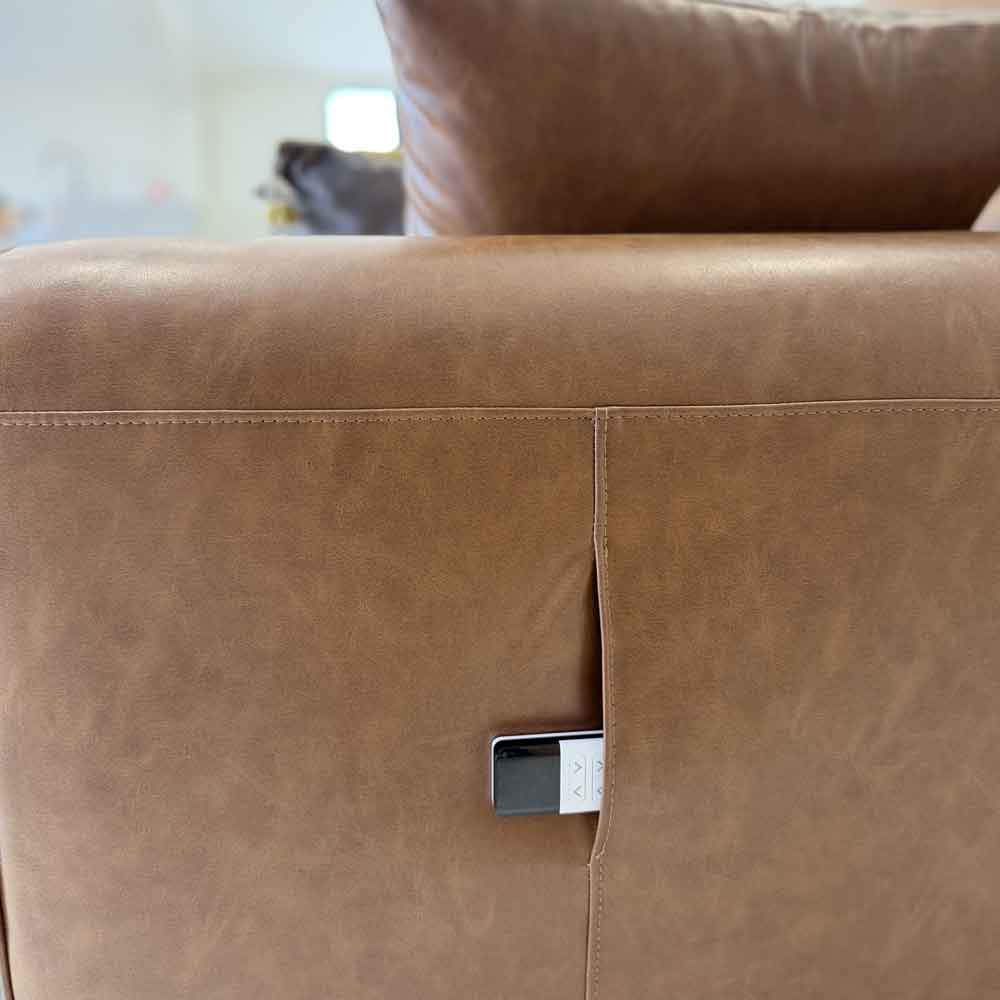 Cortland Leather 3 Seater Electric Sofa in Brown