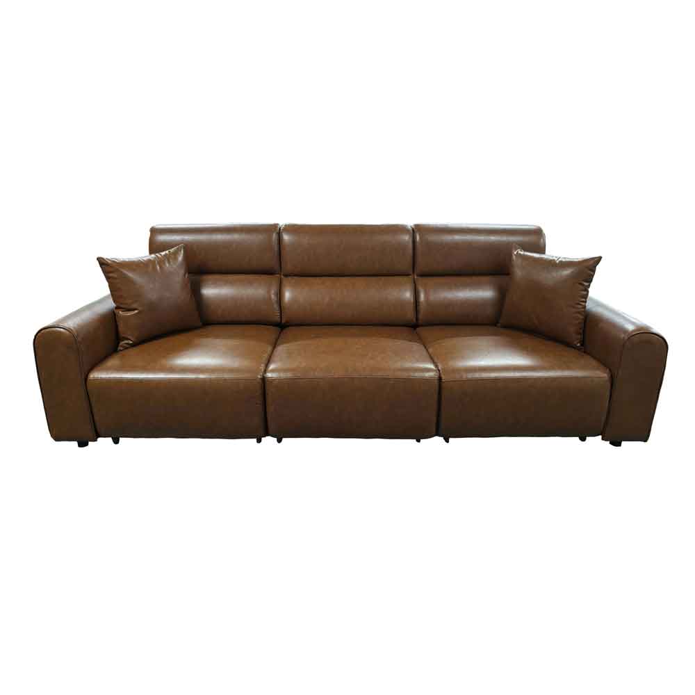 Cortland Leather 3 Seater Electric Sofa in Brown