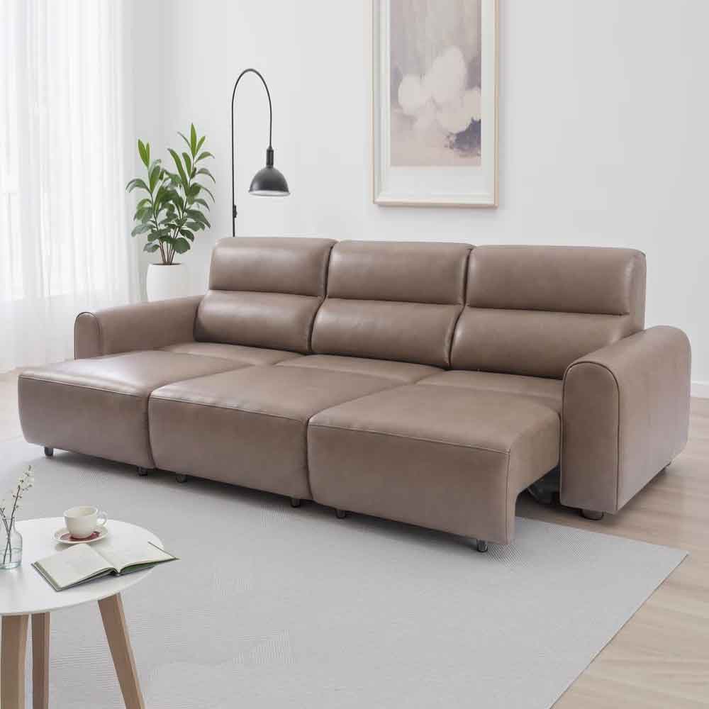 Cortland Leather 3 Seater Electric Sofa in Coffee