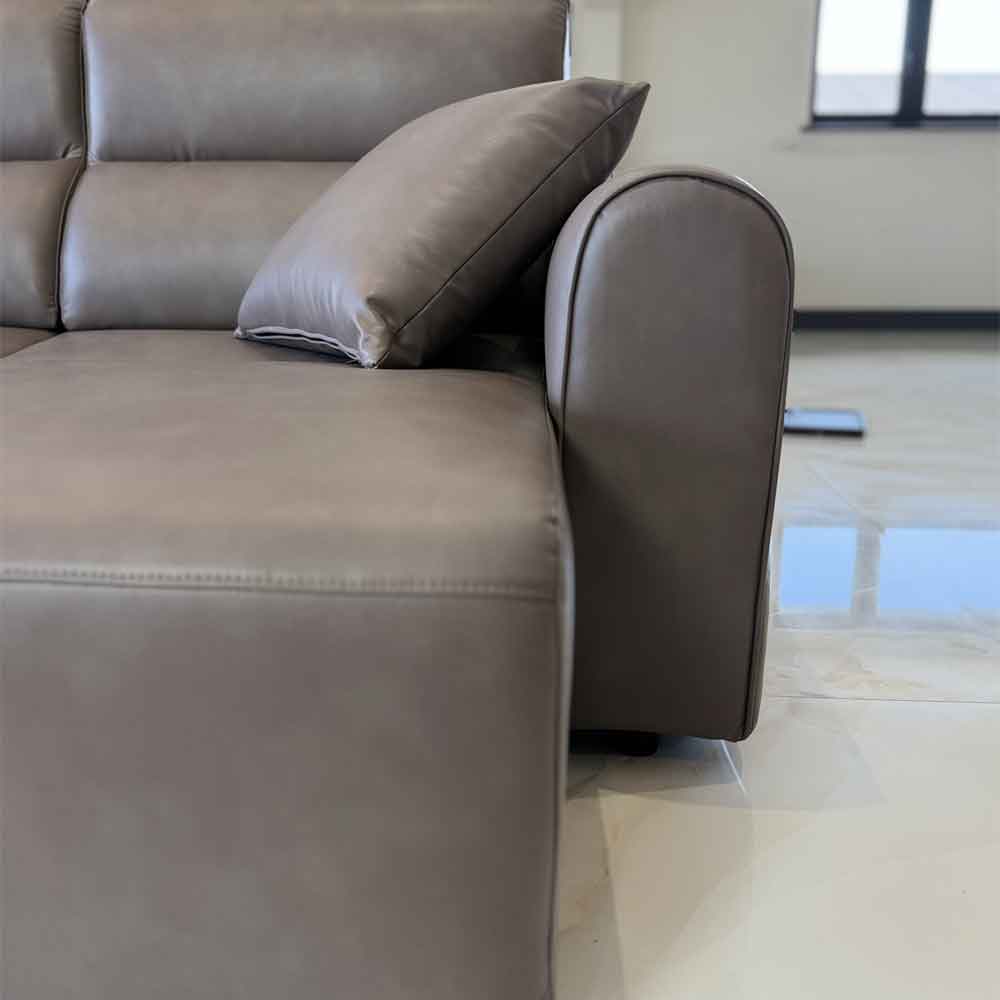 Cortland Leather 3 Seater Electric Sofa in Coffee