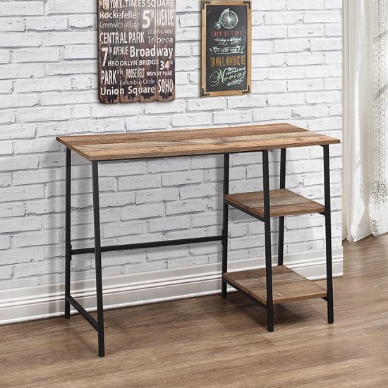 Photo of Coruna wooden computer desk in rustic and metal frame