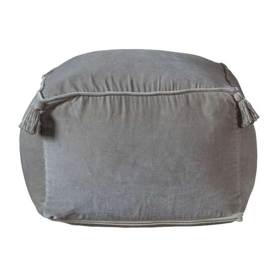 Product photograph of Corvallis Square Cotton Pouffe In Silver from Furniture in Fashion