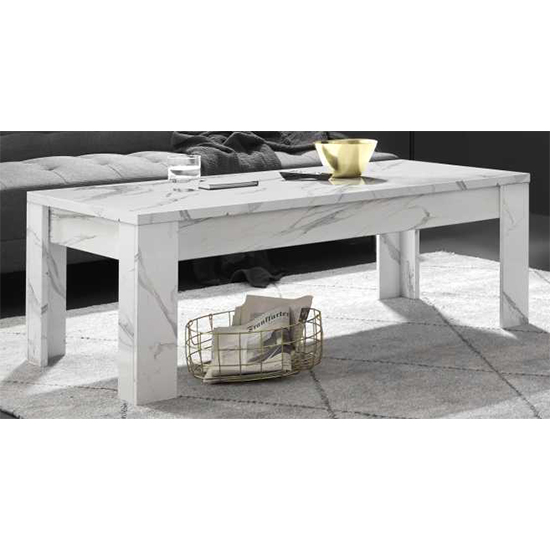 Read more about Corvi wooden coffee table in white marble effect