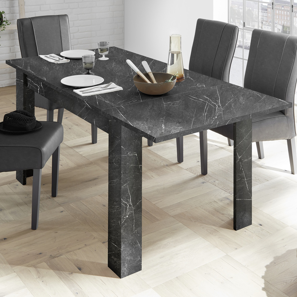 Read more about Corvi wooden extending dining table in black marble effect
