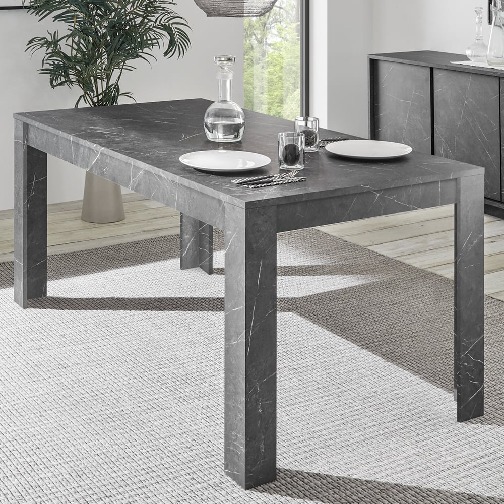 Read more about Corvi wooden rectangular dining table in black marble effect