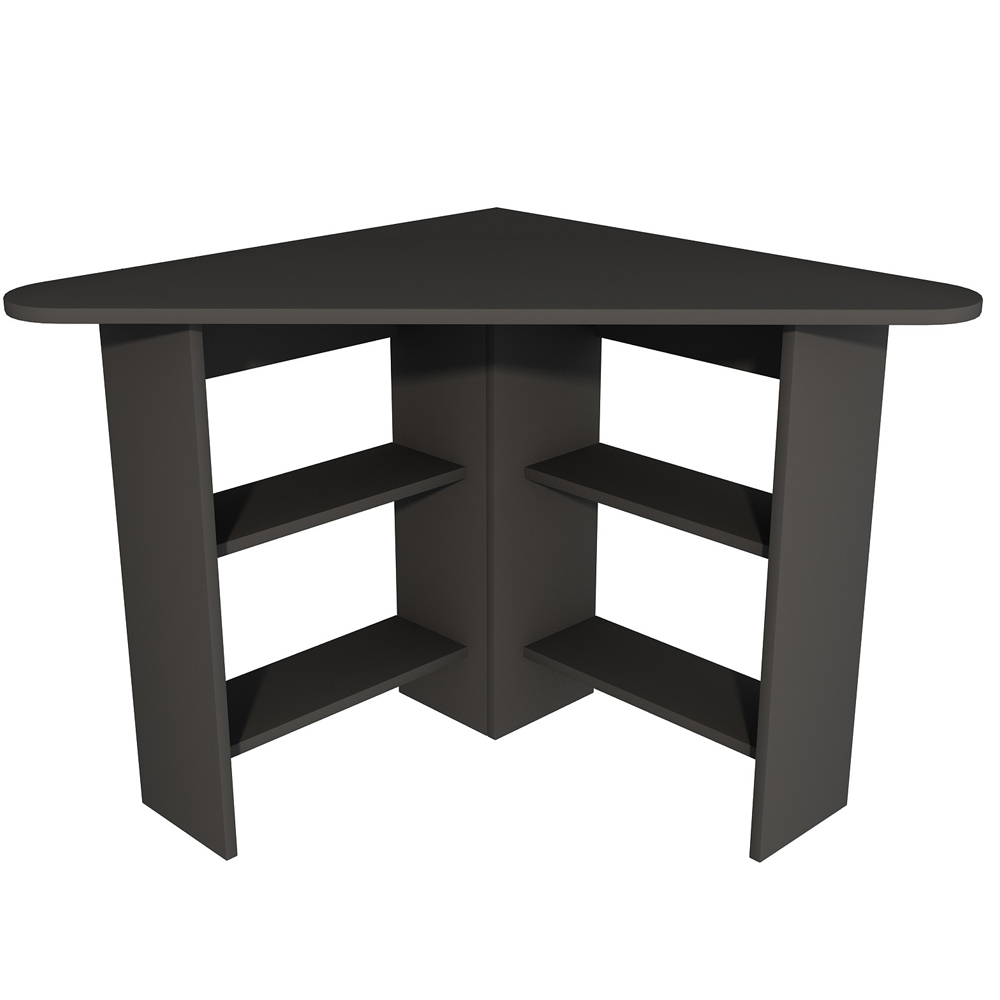 Corviano Wooden Corner Computer Desk With 4 Shelves In Anthracite