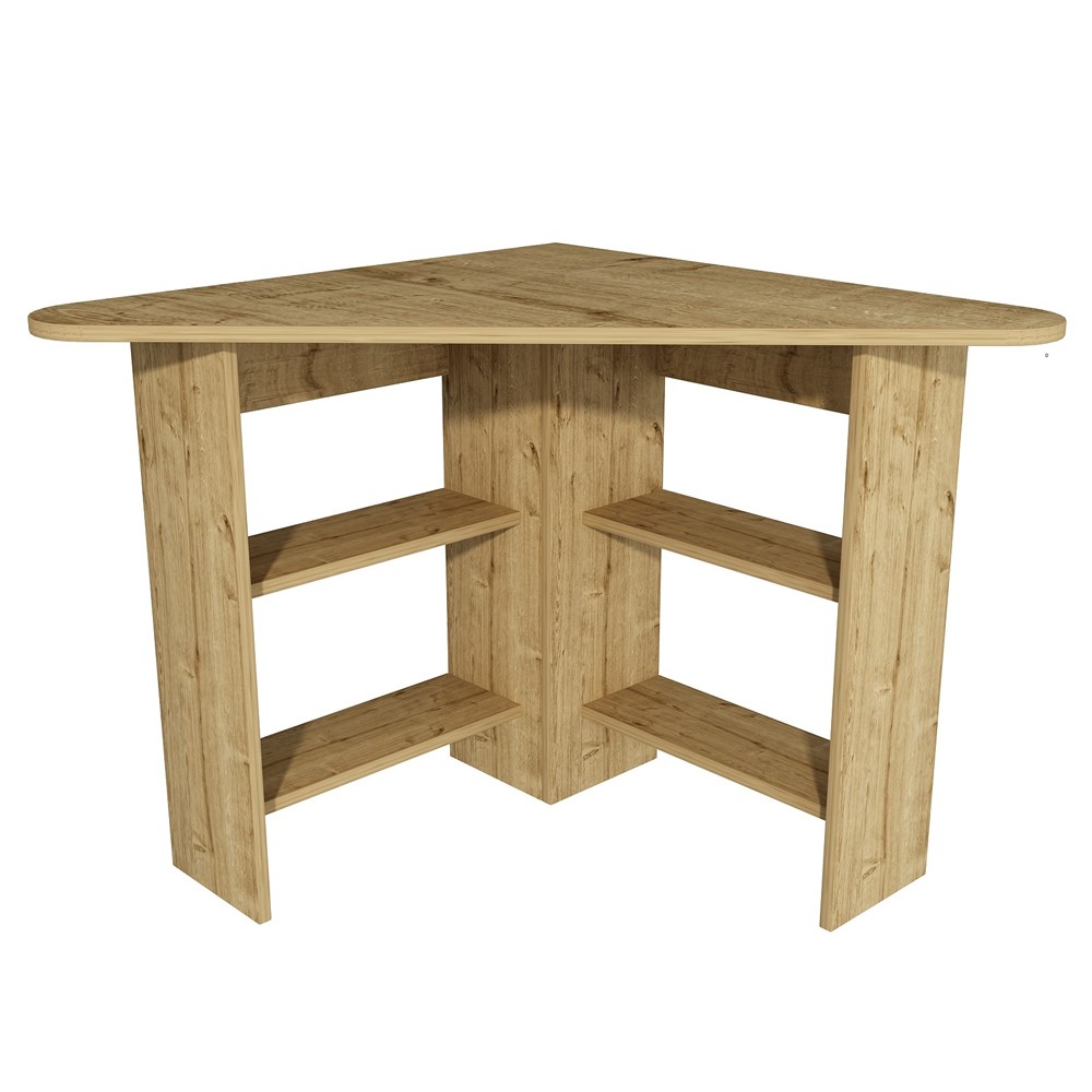 Corviano Wooden Corner Computer Desk With 4 Shelves In Sapphire Oak