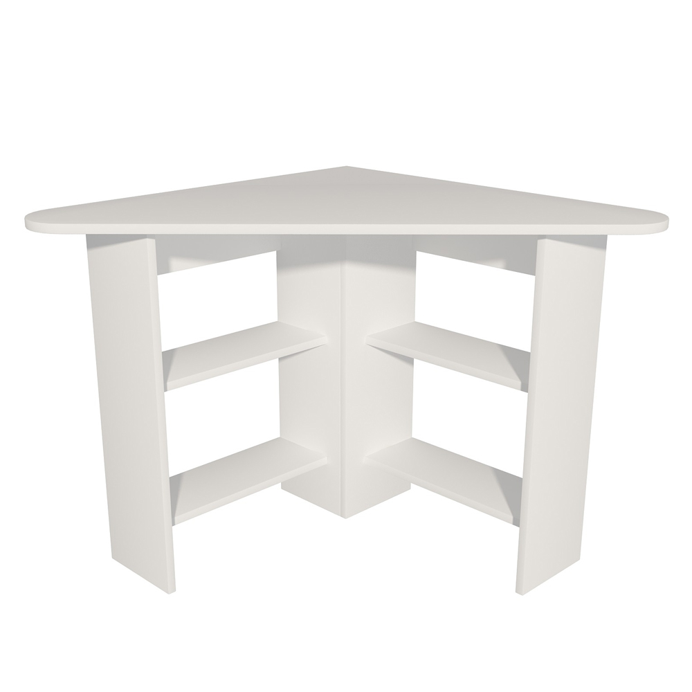 Corviano Wooden Corner Computer Desk With 4 Shelves In White