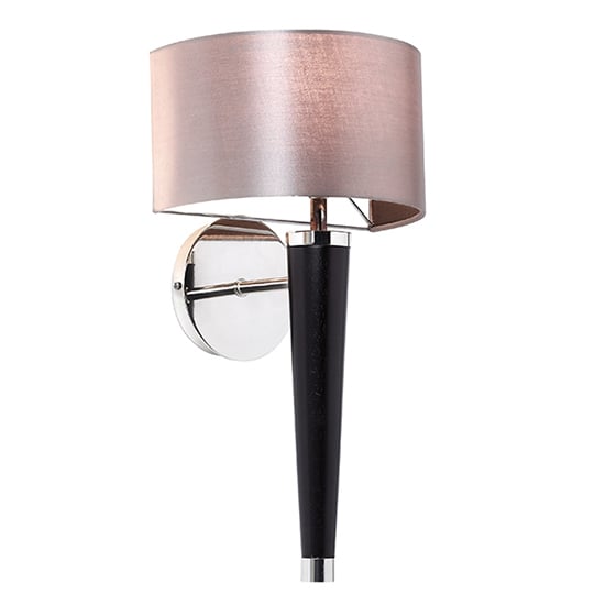 Read more about Corvina mink fabric wall light in dark wood